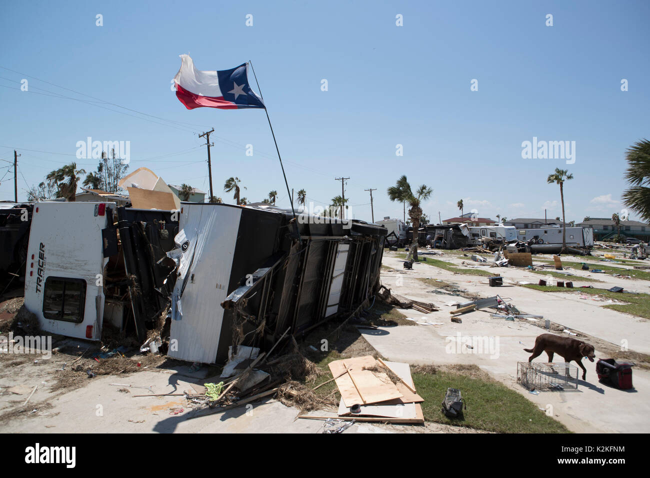 Hurricane storm damage trailer park hires stock photography and images