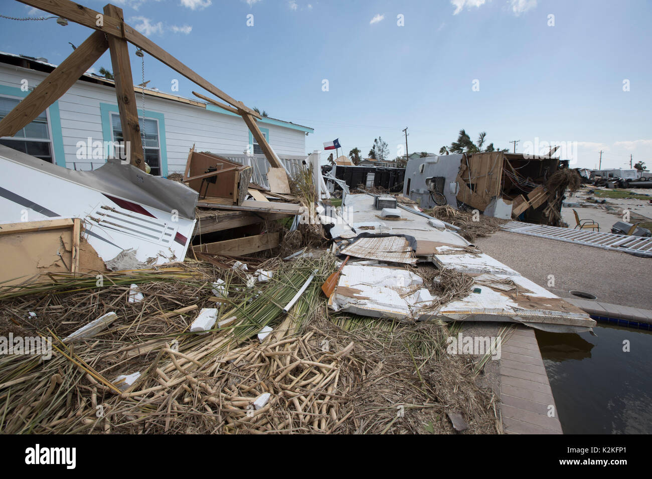 Port Aransas, Texas USA. 30th Aug, 2017. Extensive damage from