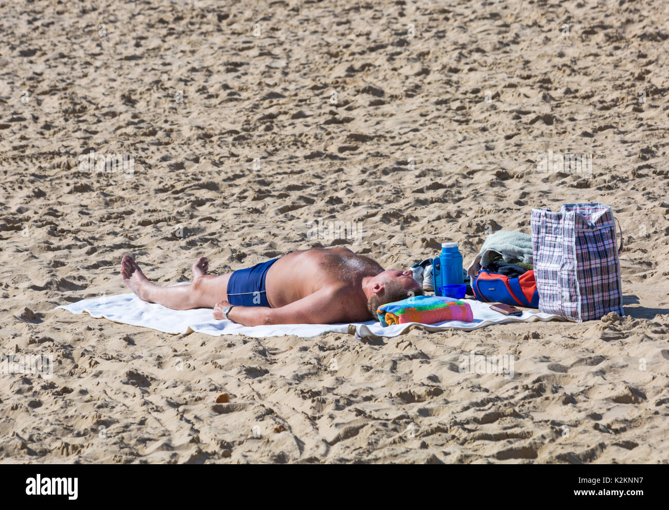 Bournemouth, Dorset, UK. 1st Sep, 2017. UK weather: lovely warm sunny day at Bournemouth beach - visitors get there early to get a good spot for the second day of the Bournemouth Air Festival. Credit: Carolyn Jenkins/Alamy Live News Stock Photo