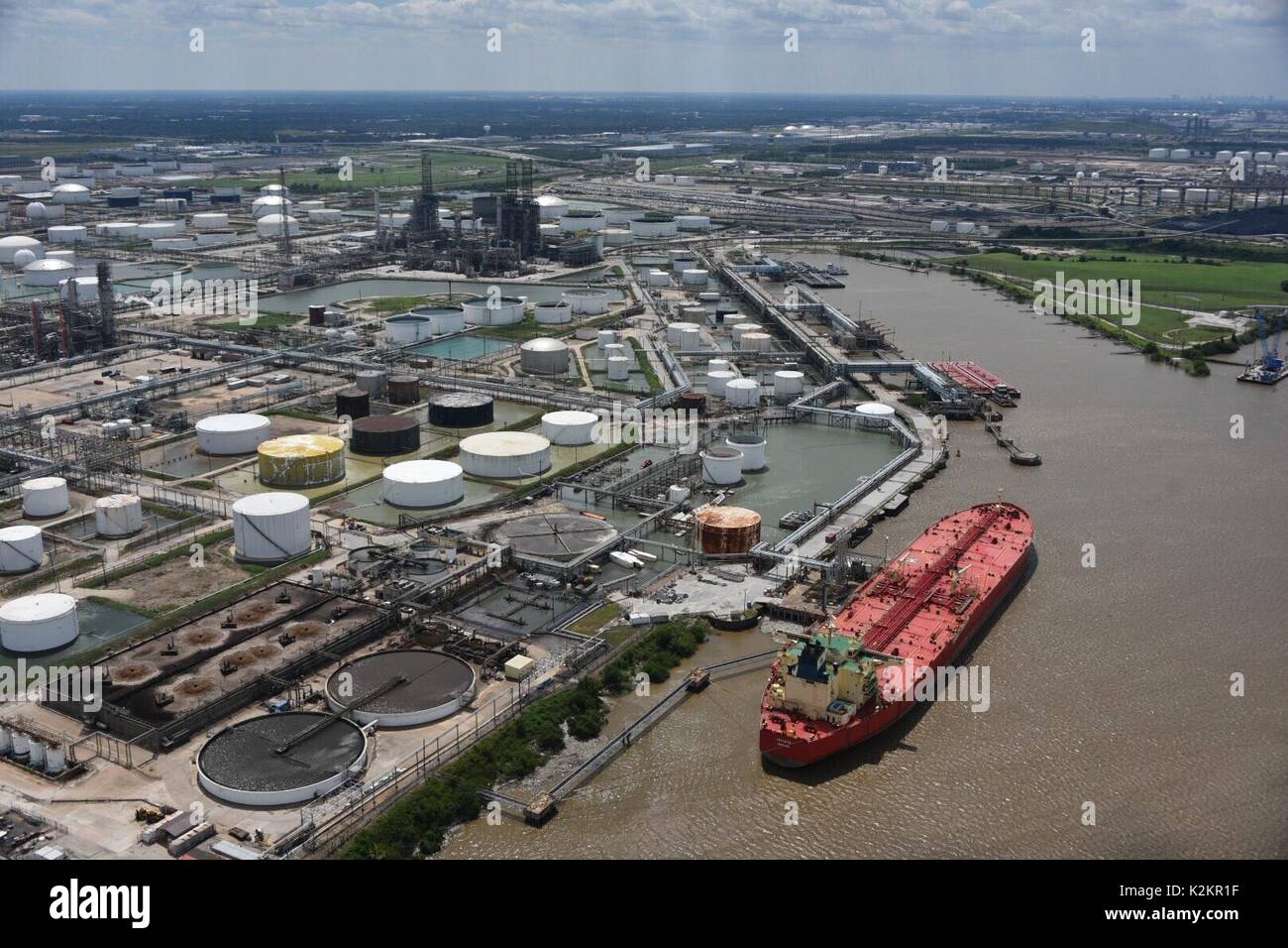 Houston, United States. 31st Aug, 2017. Aerial view of an oil terminal at the Port of Houston as