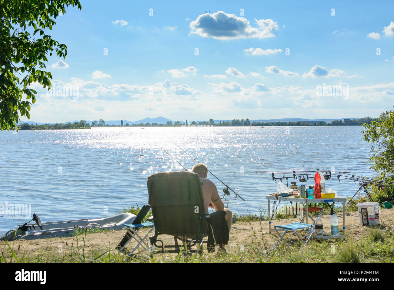 Slnava Water Reservoir Of River Vah Waag Angler Piestany Pistyan Slovakia Stock Photo Alamy