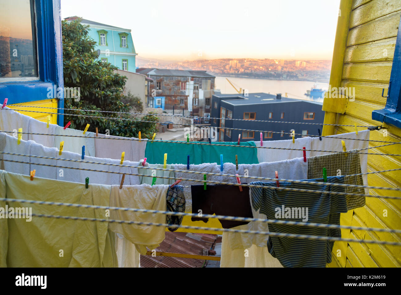 Laundry drying in Capileira, Spain, a white village. Capileira is the  highest and most northerly of three villages nearby Stock Photo - Alamy