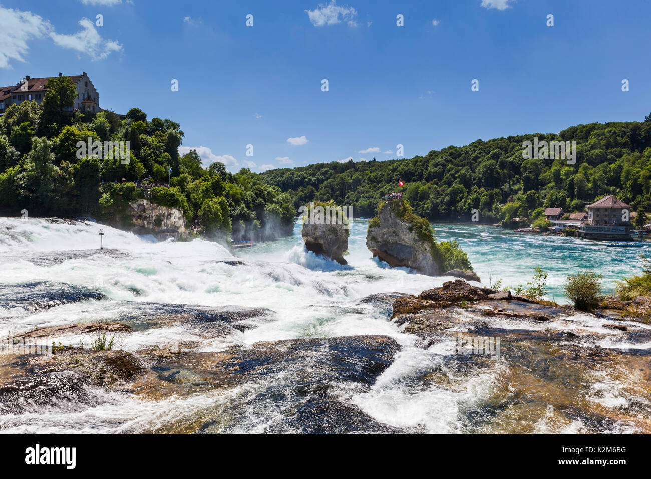 Rhine Falls - the largest waterfall in Europe, River Rhine, Schaffhausen, Swiss. Stock Photo