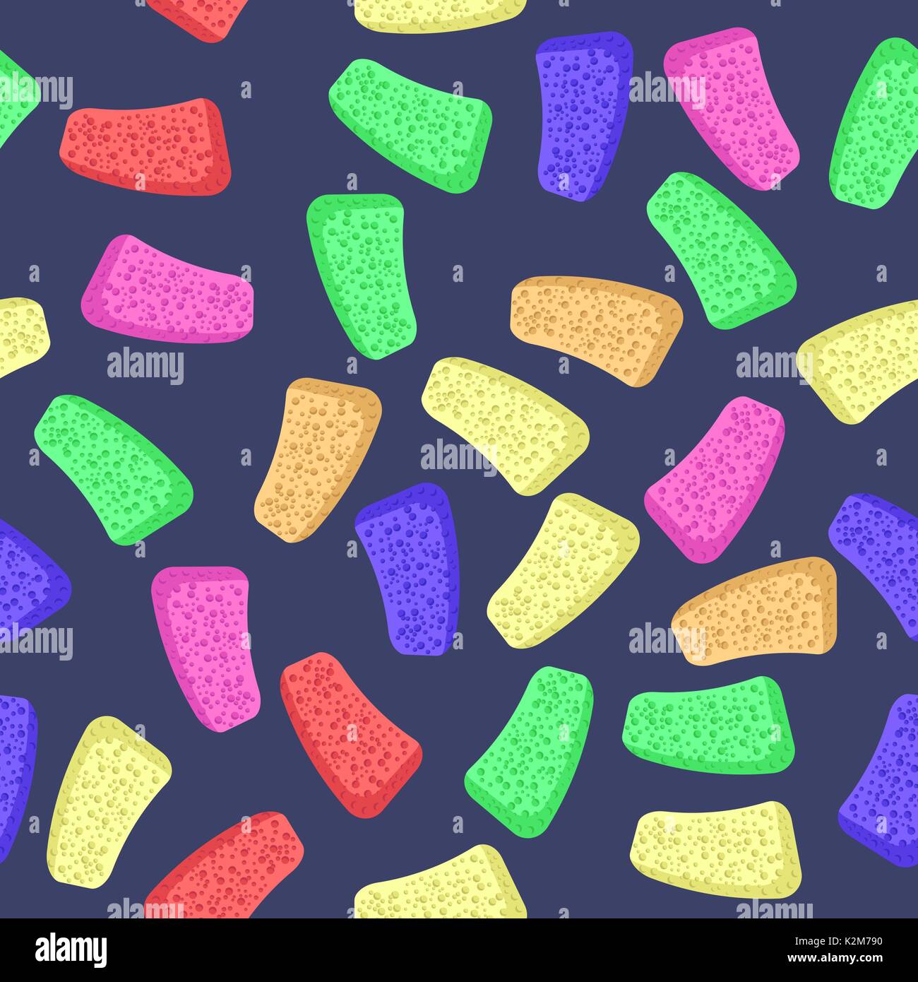 Set of Colorful Bath Sponges Seamless Pattern Stock Vector