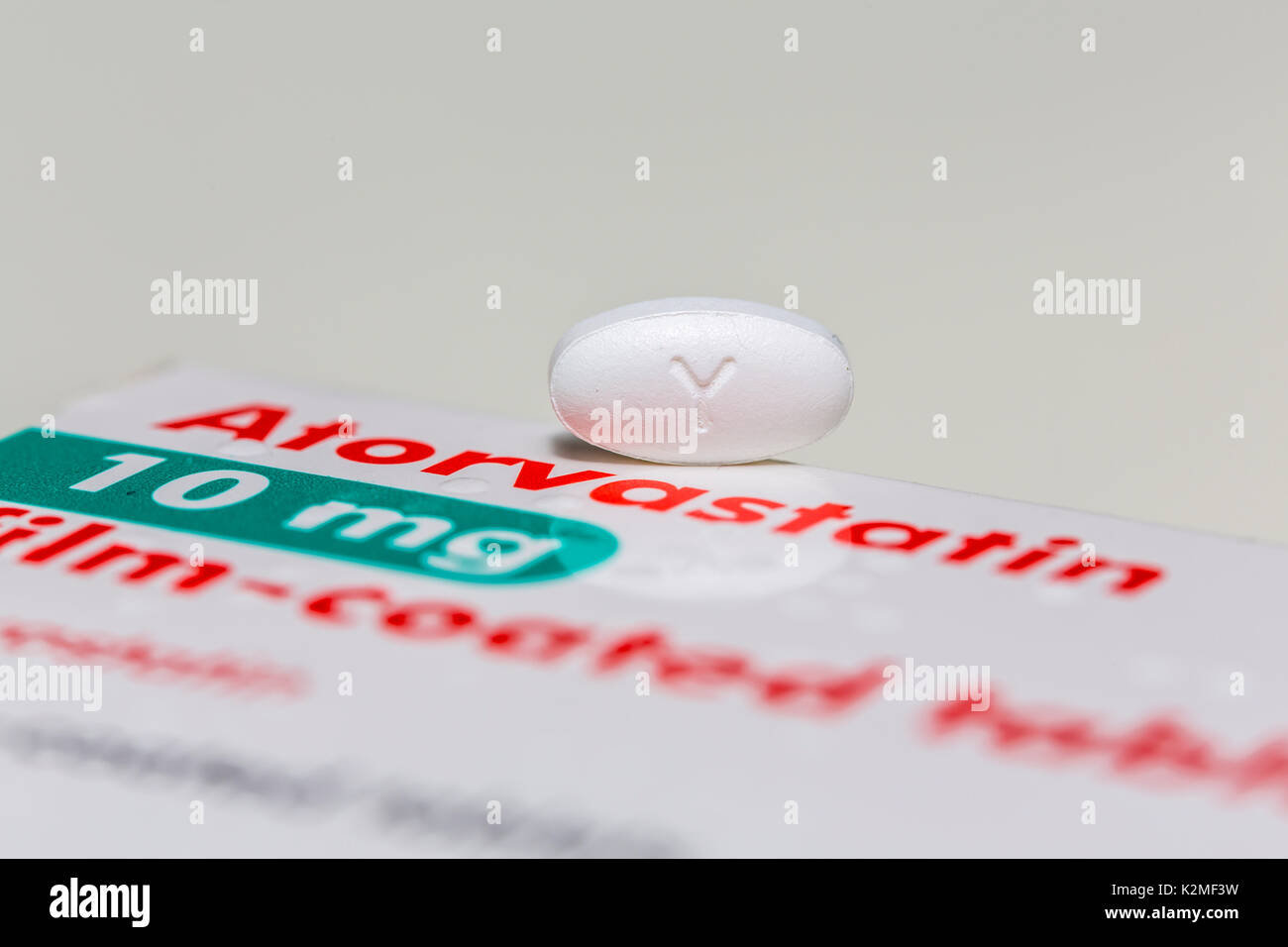 Atorvastatin, statin, medicine, pill, tablets for lowering cholesterol. Stock Photo