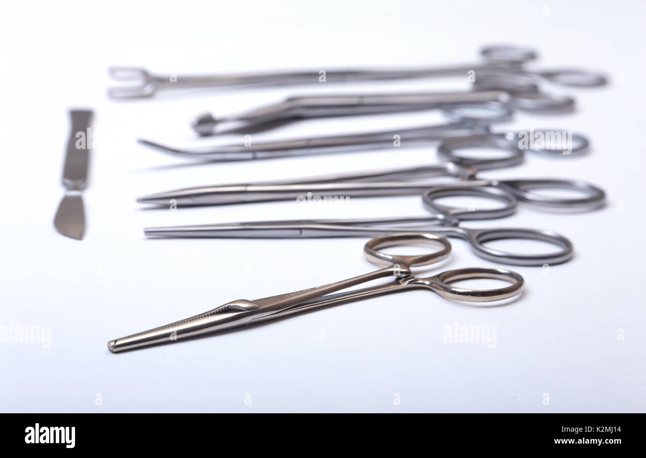 Medical and surgery instruments isolated on white background Stock