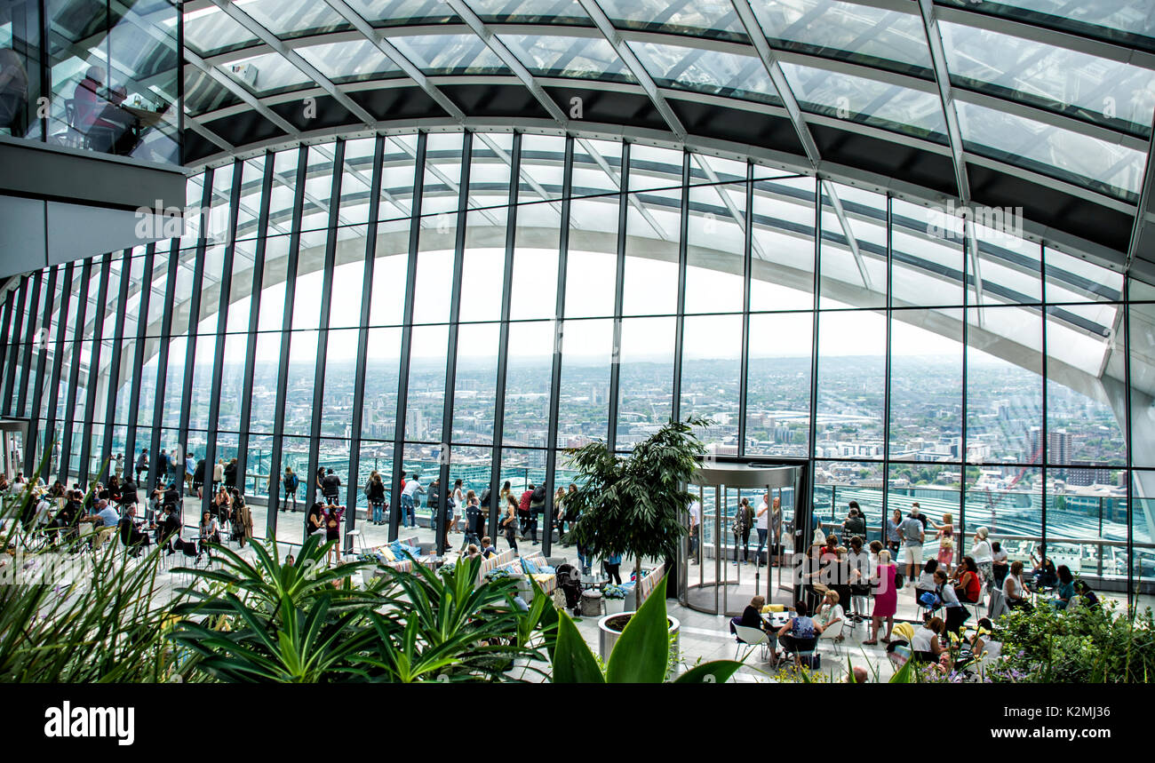 Sky garden a free to visit London attraction in walkie talkie tower, City of London Stock Photo
