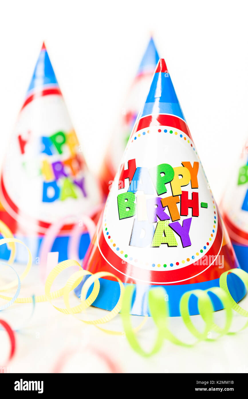 Colorful party hats for kids Birthday Party Stock Photo Alamy