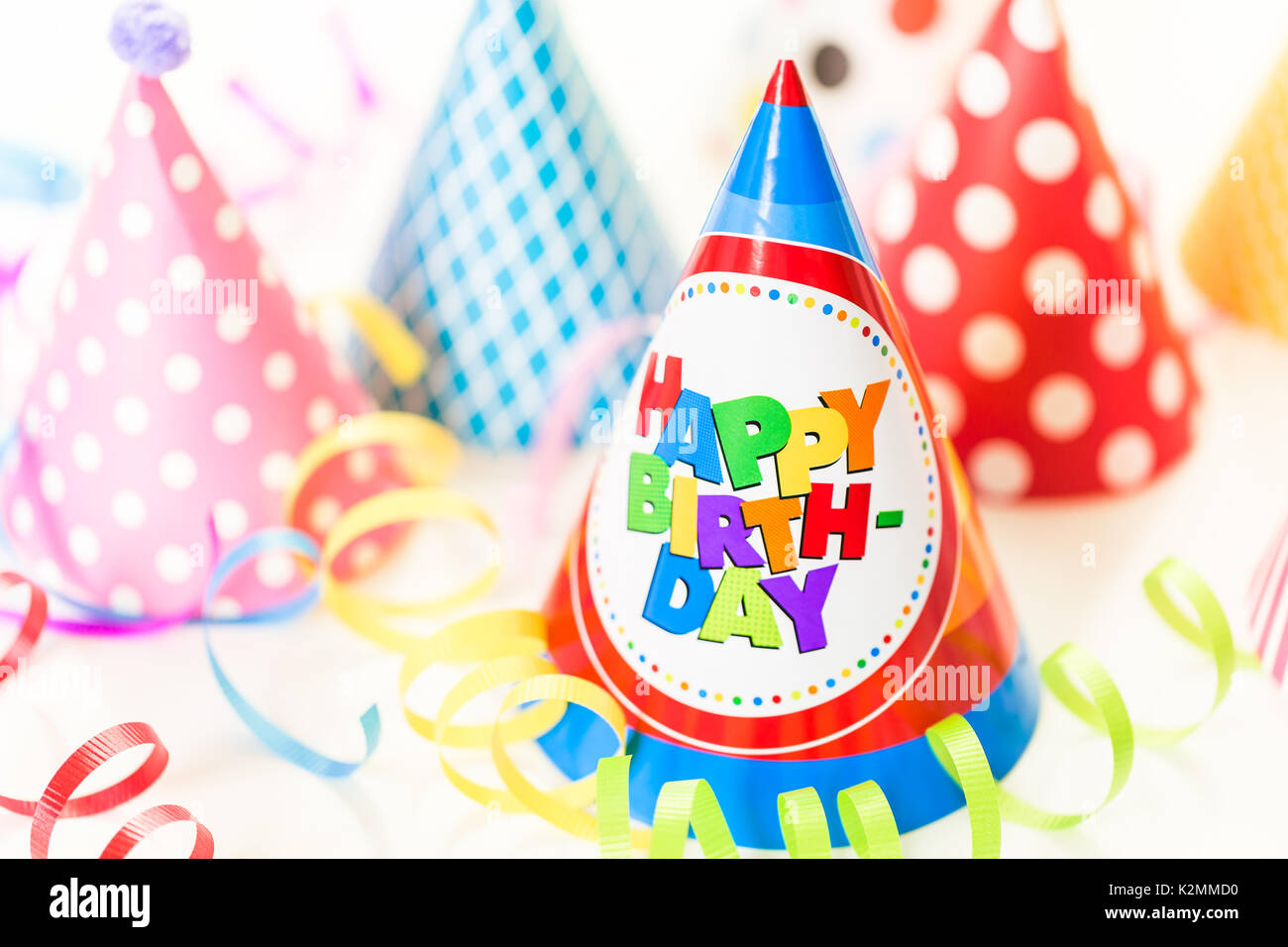 Colorful party hats for kids Birthday Party Stock Photo Alamy
