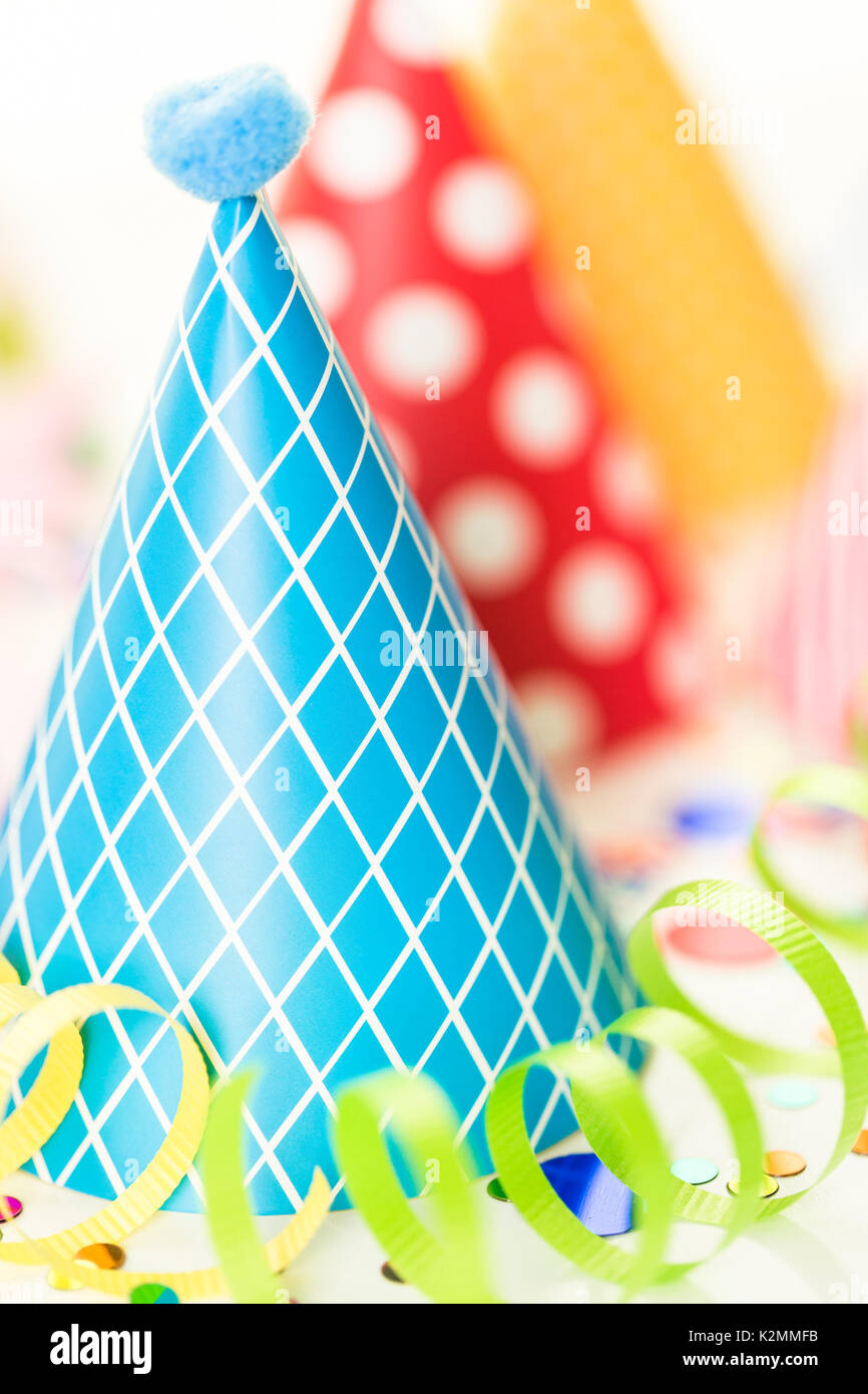 Colorful party hats for kids Birthday Party Stock Photo Alamy