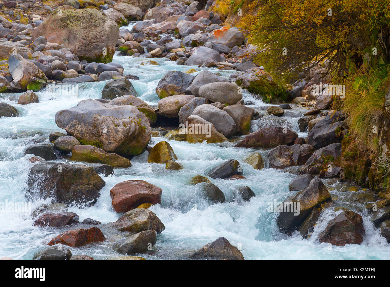 Mountain river by autumn Stock Photo