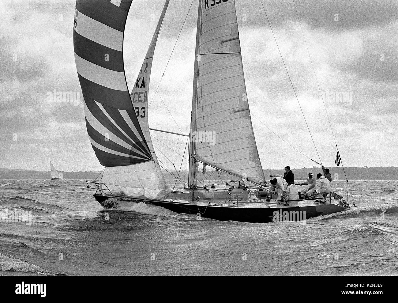 AJAXNETPHOTO. 1979. SOLENT, ENGLAND. - ADMIRAL'S CUP SOLENT INSHORE RACE - POLICE CAR - AUSTRALIA, SKIPPERED BY PETER CANTWELL. PHOTO:JONATHAN EASTLAND/AJAX REF:79 2004 Stock Photo
