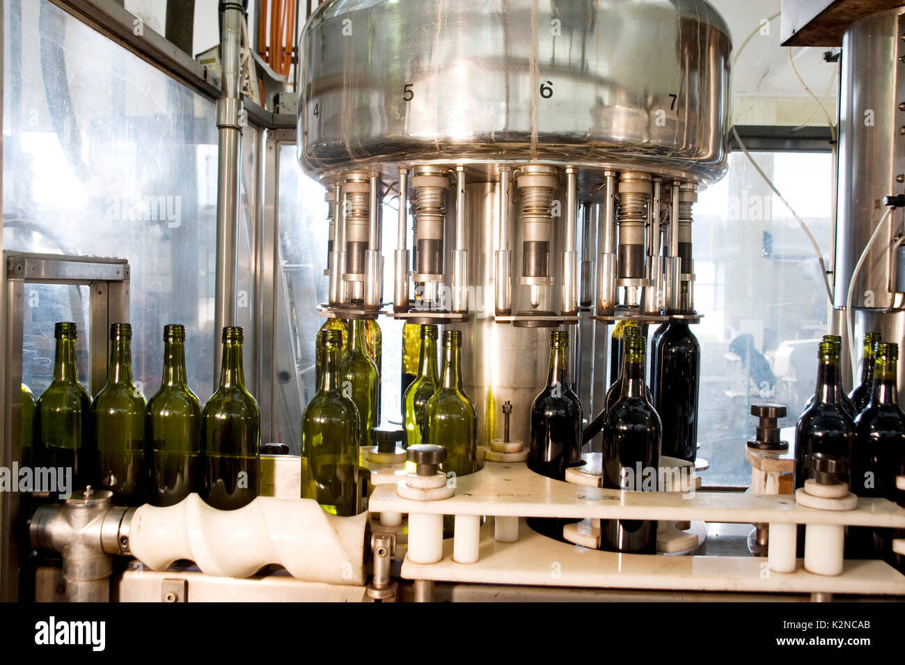 wine making and bottling machine Stock Photo Alamy