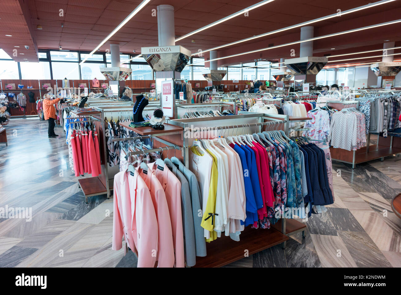 Interior of the Jubilat trading house, a Soviet-era department store in central Krakow. Stock Photo