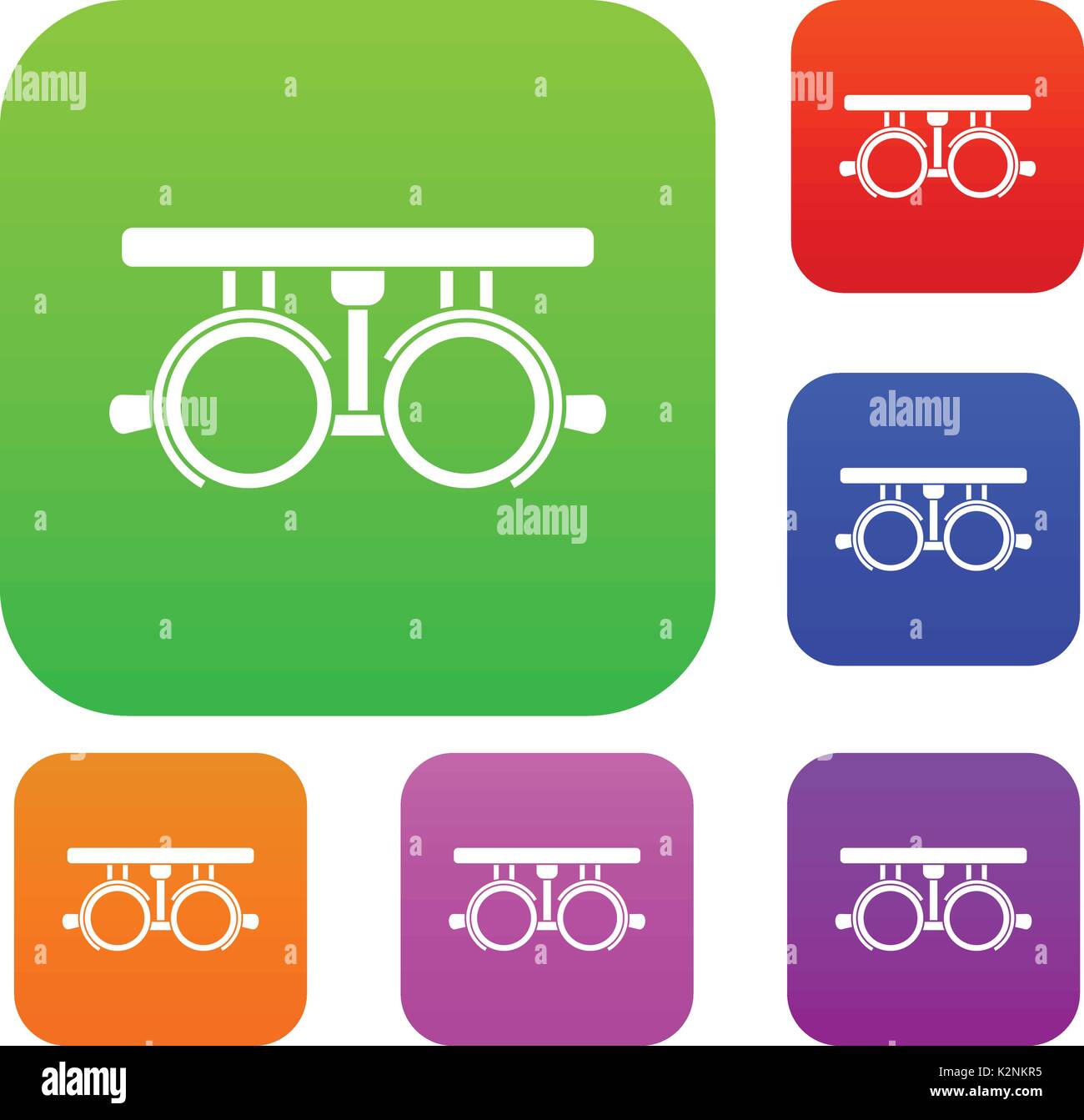 Trial frame for checking patient vision set collection Stock Vector