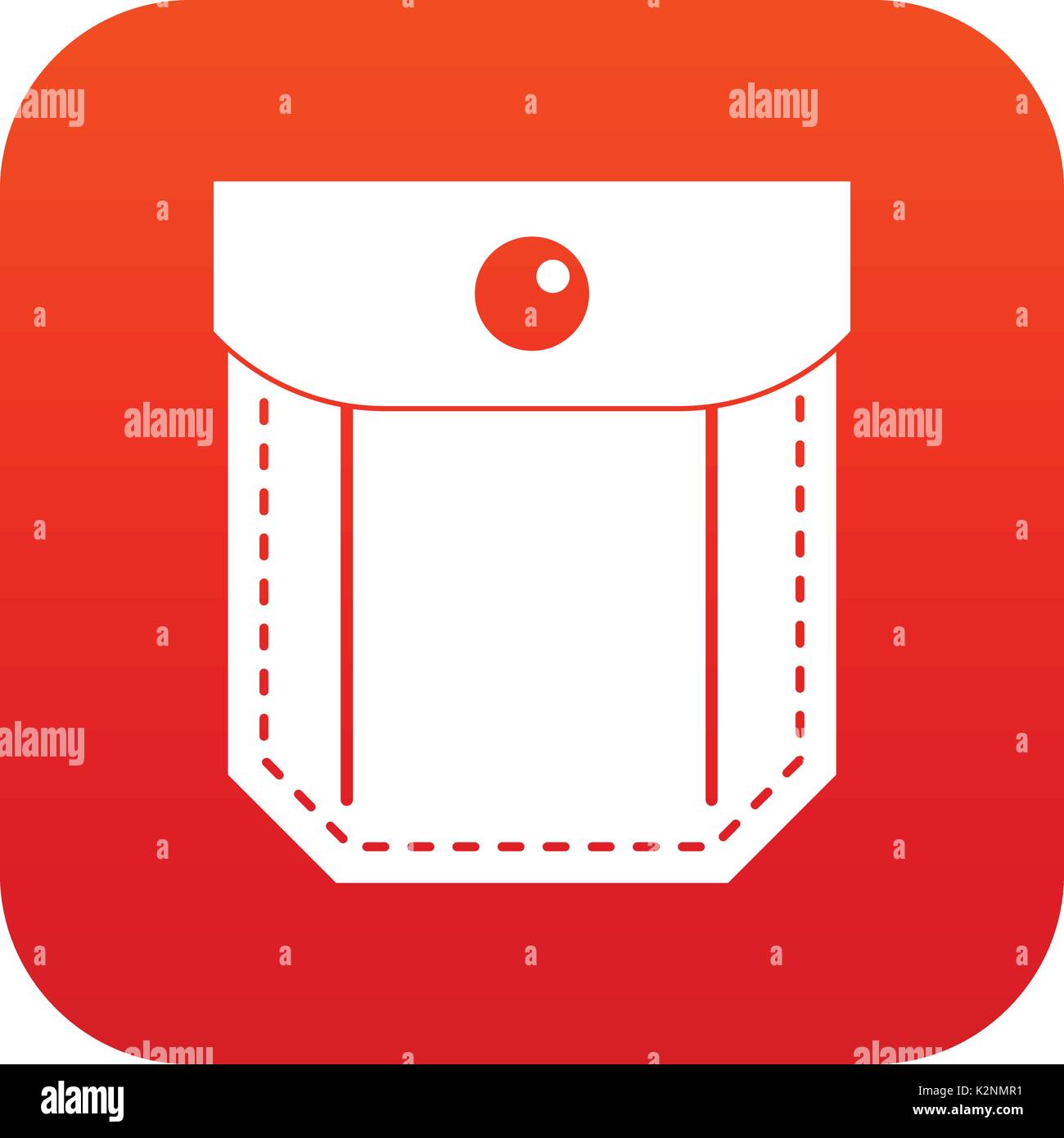 Pocket with valve and button icon digital red Stock Vector