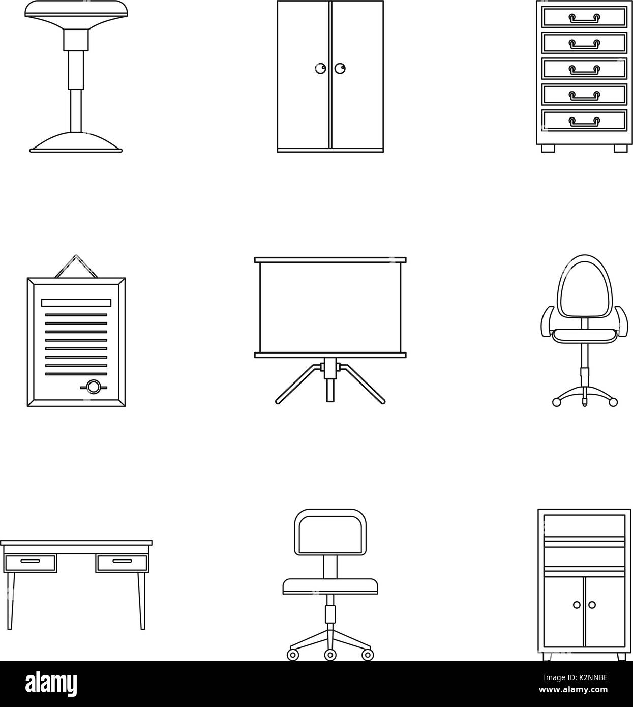 Office furniture icons set, outline style Stock Vector Image & Art - Alamy