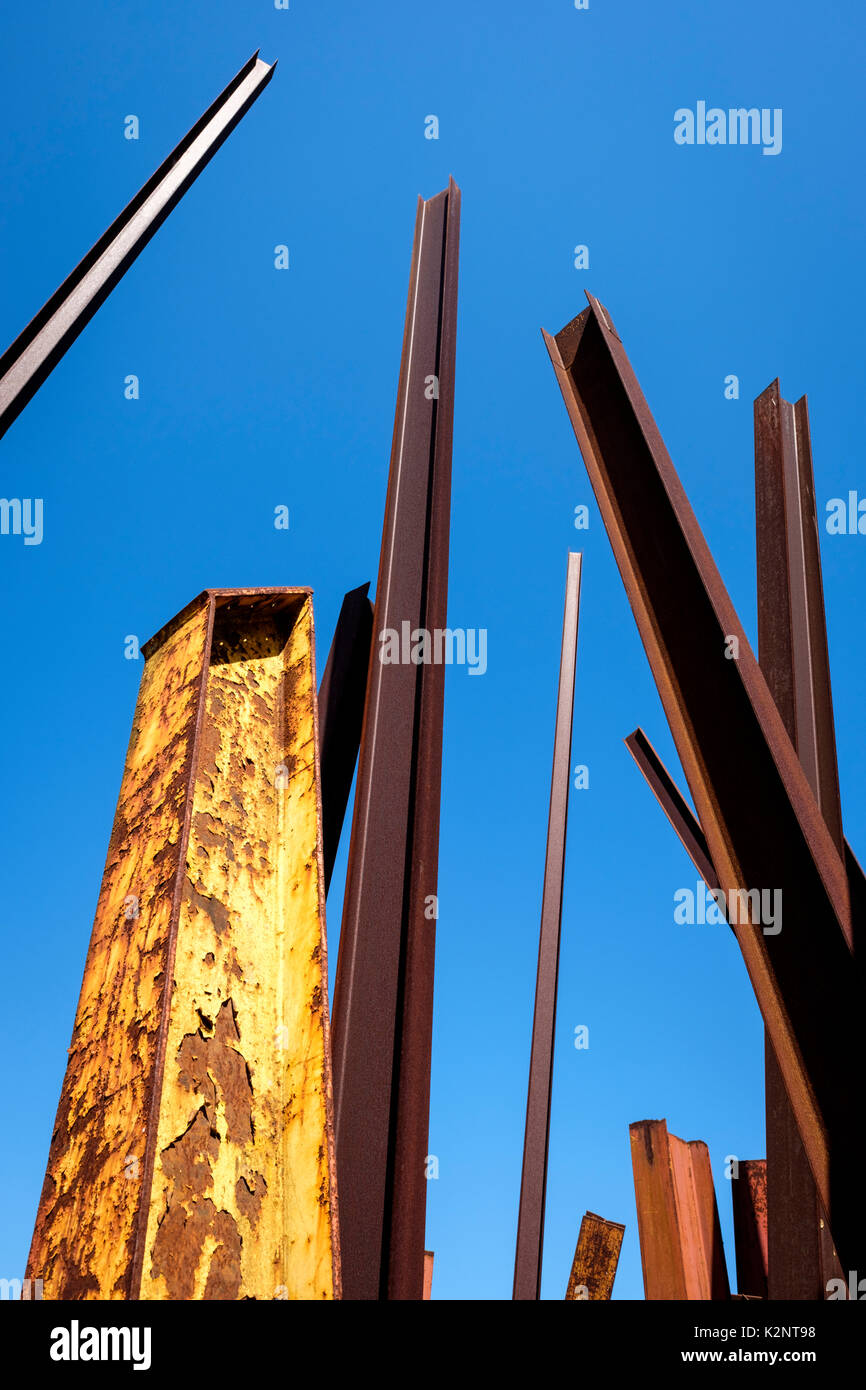 Beam Drop sculpture, by Chris Burden at Inhotim Center of Contemporary