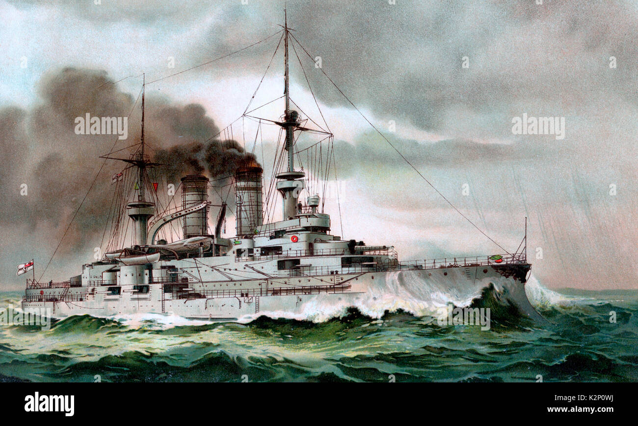 S.M. Linienschiff Zähringen, German Battleship, circa 1902 Stock Photo ...