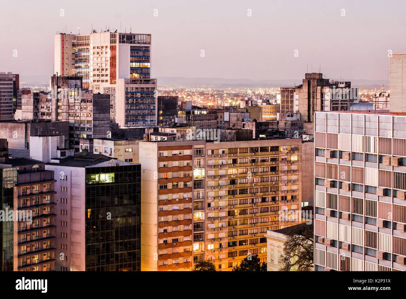 Downtown of Porto Alegre, capital of Rio Grande do Sul state. Porto Alegre, Rio Grande do Sul, Brazil. Stock Photo
