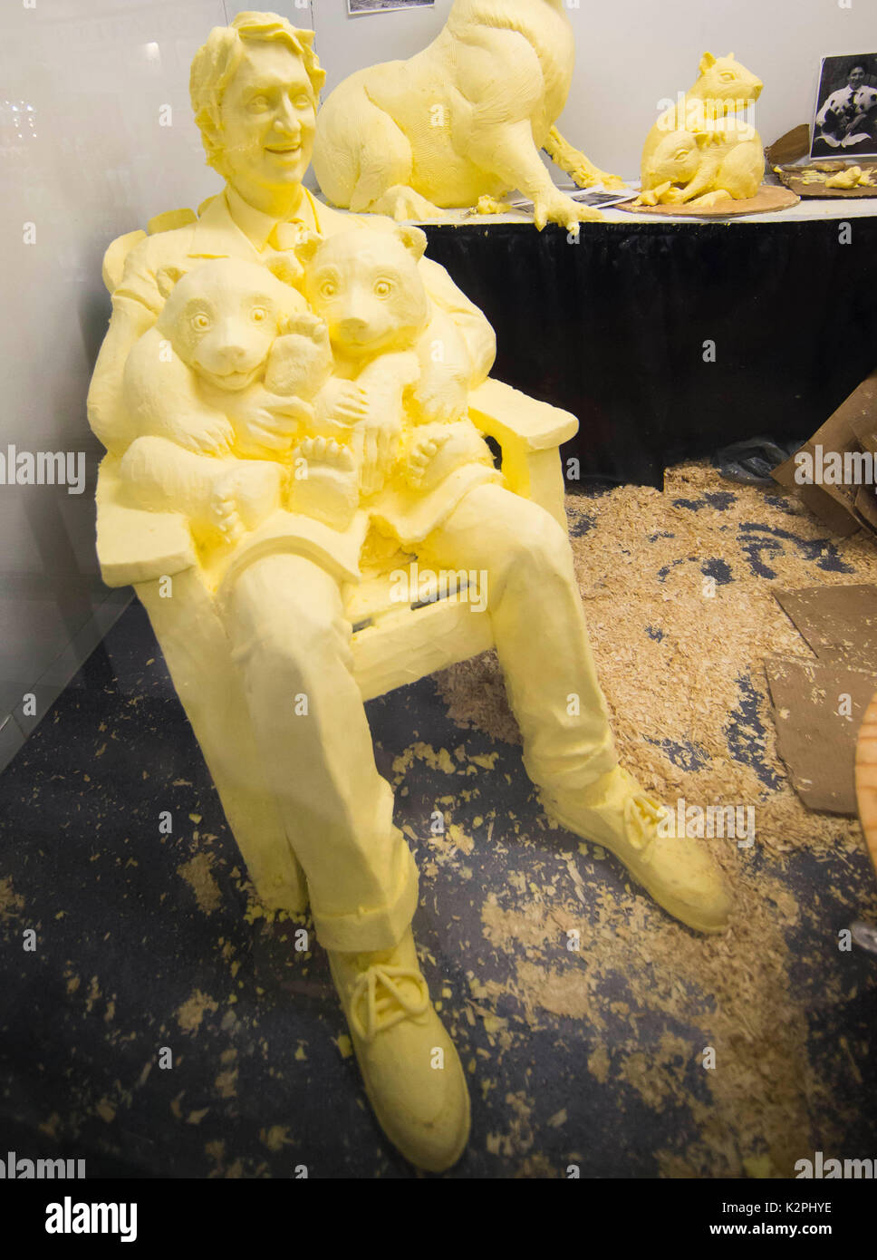 Toronto, Canada. 30th Aug, 2017. A butter sculpture of Canadian Prime