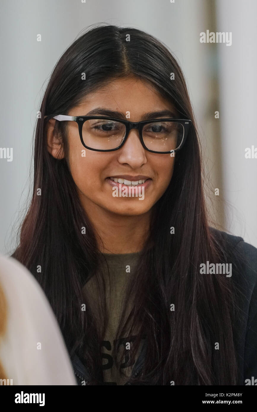 Shaftesbury Ave, London, England, UK. 31st Aug, 2017. Charis Bechan, who made it through to the final by public vote preparing for Mayor's Gigs competition at the Umbrella Rooms music studios before going head-to-head at the Gigs Grand Final over the weekend. Credit: See Li/Alamy Live News Stock Photo