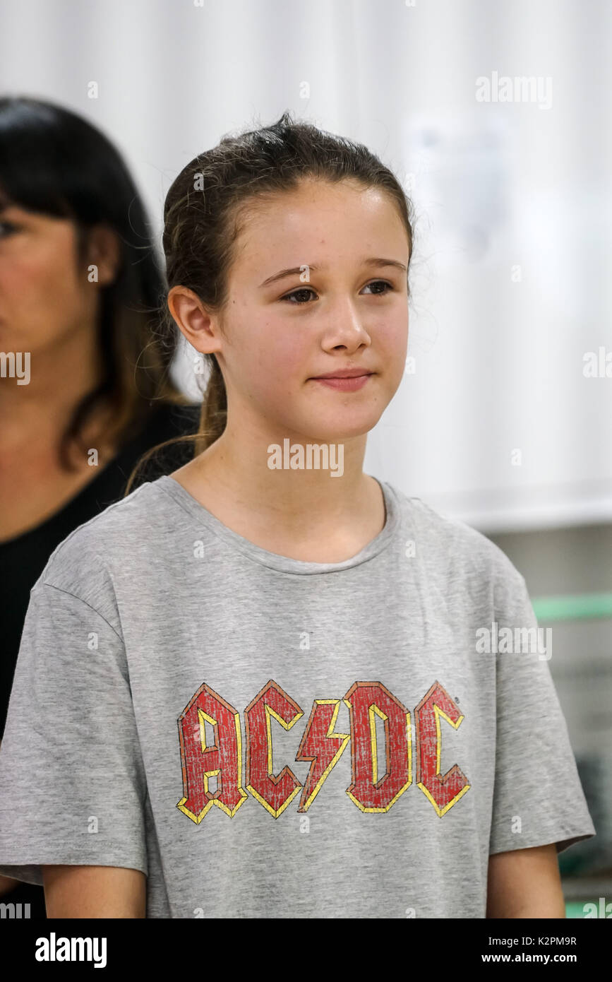 Shaftesbury Ave, London, England, UK. 31st Aug, 2017. Lucy Gowan – Lewisham, preparing for Mayor's Gigs competition at the Umbrella Rooms music studios before going head-to-head at the Gigs Grand Final over the weekend. Credit: See Li/Alamy Live News Stock Photo