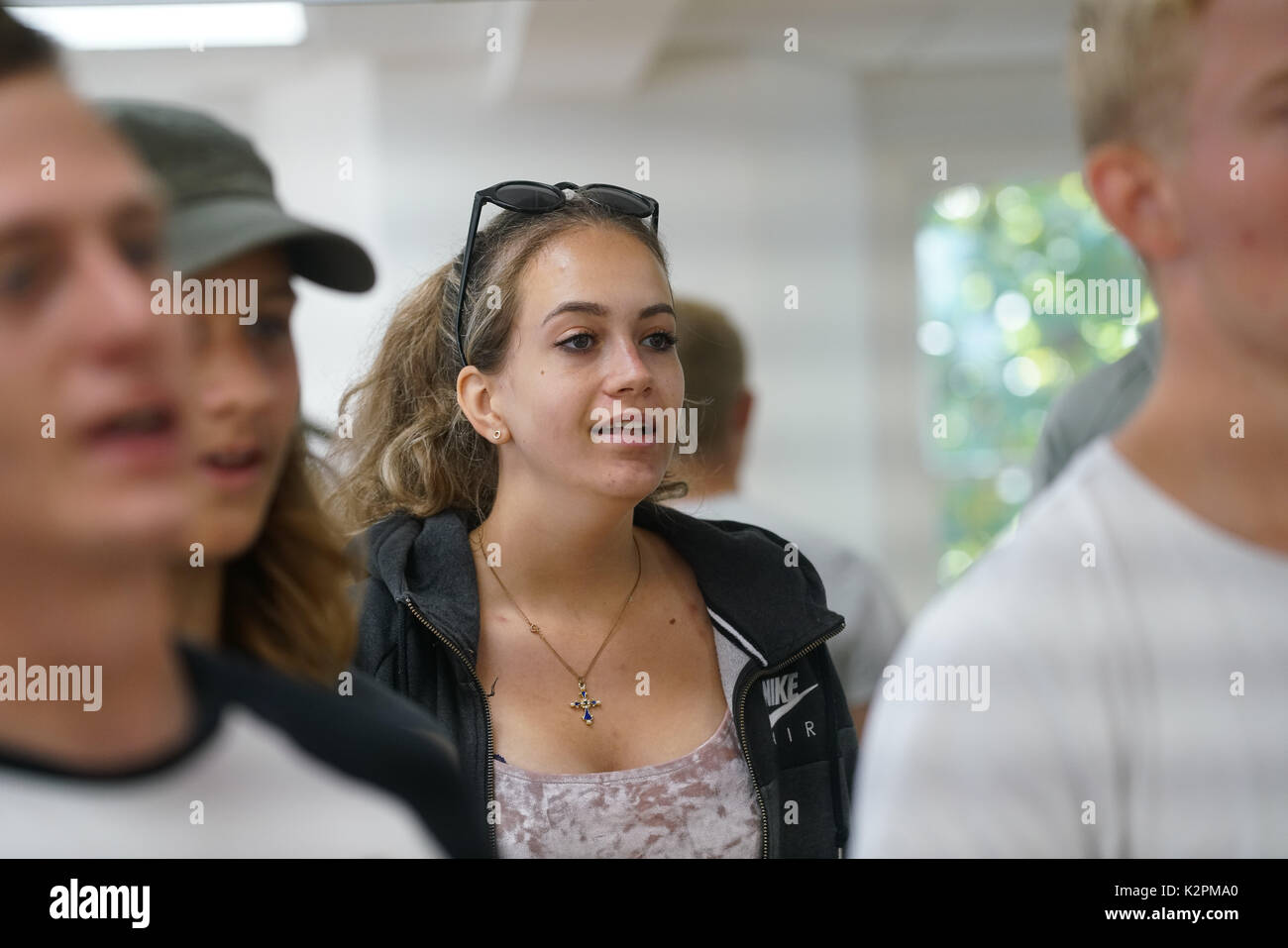 Shaftesbury Ave, London, England, UK. 31st Aug, 2017. Maeve Fitzpatrick – Lambeth, preparing for Mayor's Gigs competition at the Umbrella Rooms music studios before going head-to-head at the Gigs Grand Final over the weekend. Credit: See Li/Alamy Live News Stock Photo