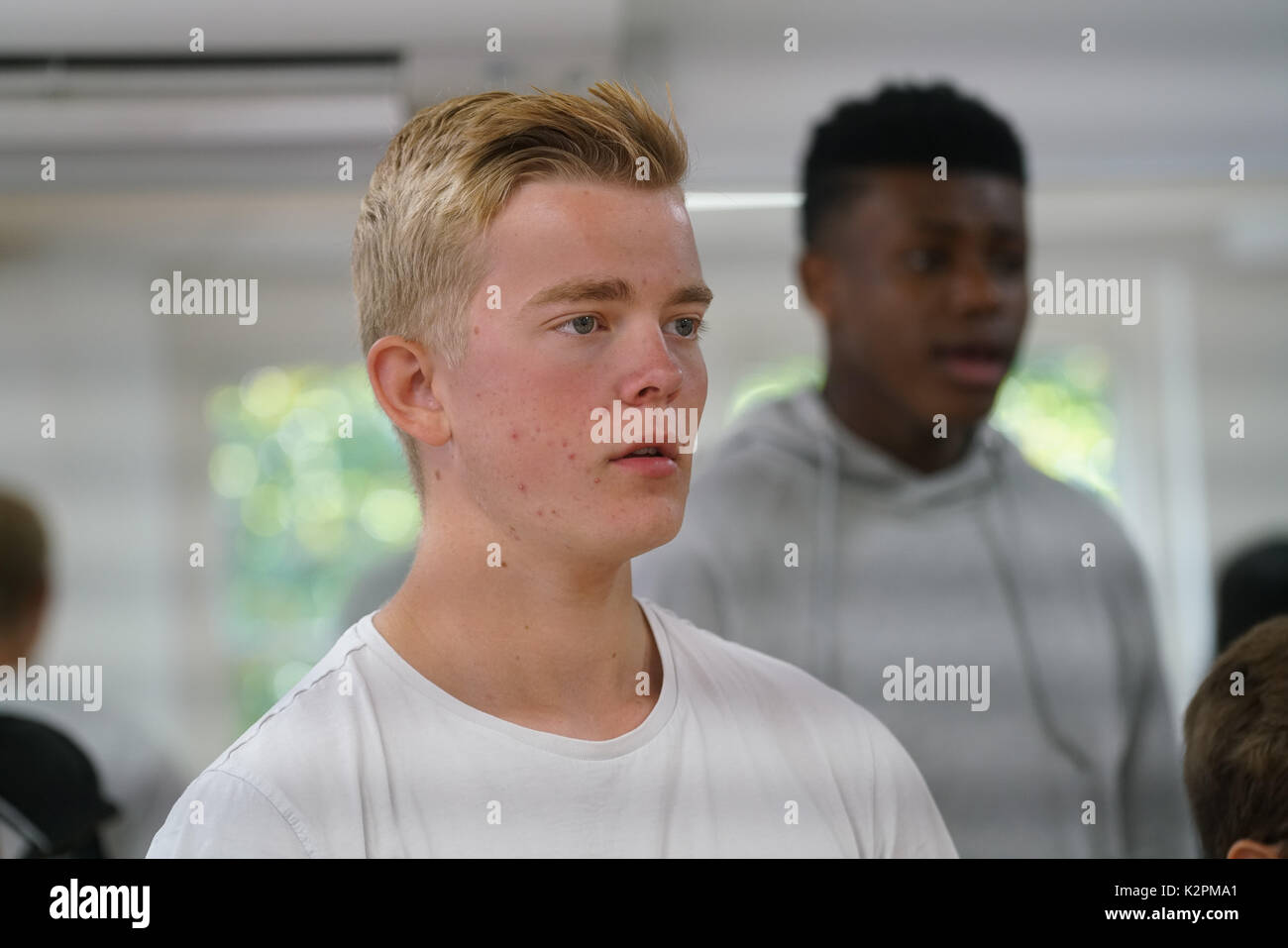 Shaftesbury Ave, London, England, UK. 31st Aug, 2017. Zac Carpenter – Croydon, preparing for Mayor's Gigs competition at the Umbrella Rooms music studios before going head-to-head at the Gigs Grand Final over the weekend. Credit: See Li/Alamy Live News Stock Photo