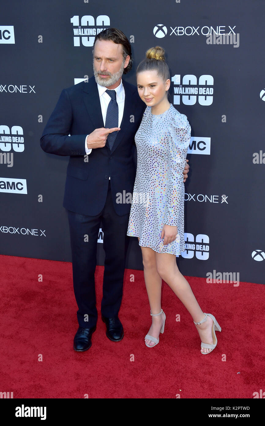 Andrew Lincoln and Kyla Kenedy attend AMC's 'The Walking Dead' Season 8  Premiere and the 100th Episode celebration at Greek Theatre on October 22,  2017 in Los Angeles, California. | Verwendung weltweit Stock Photo - Alamy