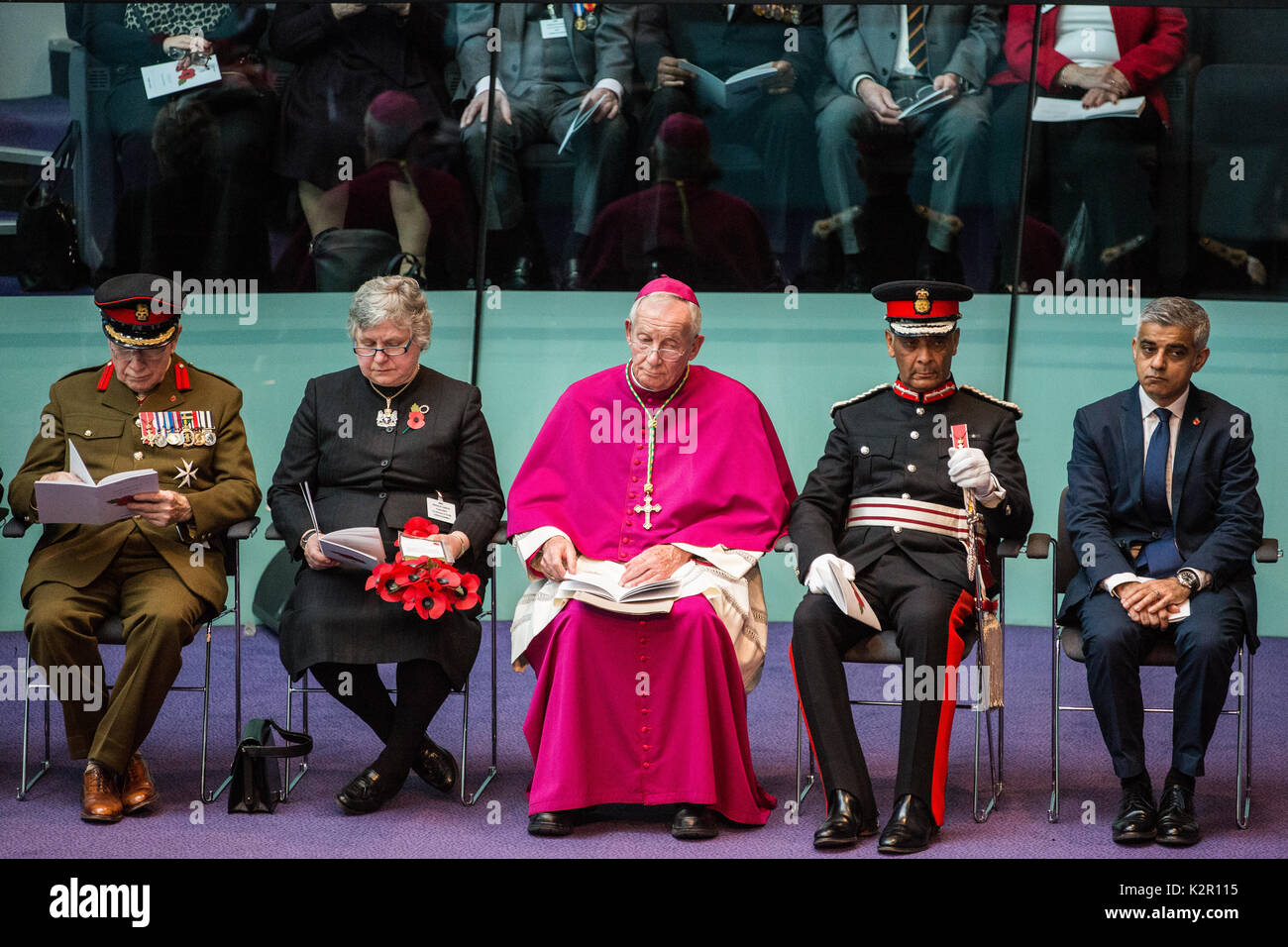 London, UK. 10th Nov, 2017. The Annual Service of Remembrance at City Hall was attended by Mayor of London Sadiq Khan with Jennette Arnold OBE AM, Chair of the London Assembly, Members of Parliament, London Assembly Members, Greater London Authority staff, representatives from London Government and public service organisations, and members of the Armed Forces, to commemorate those who served and lost their lives in the two world wars and other conflicts. Credit: Mark Kerrison/Alamy Live News Stock Photo