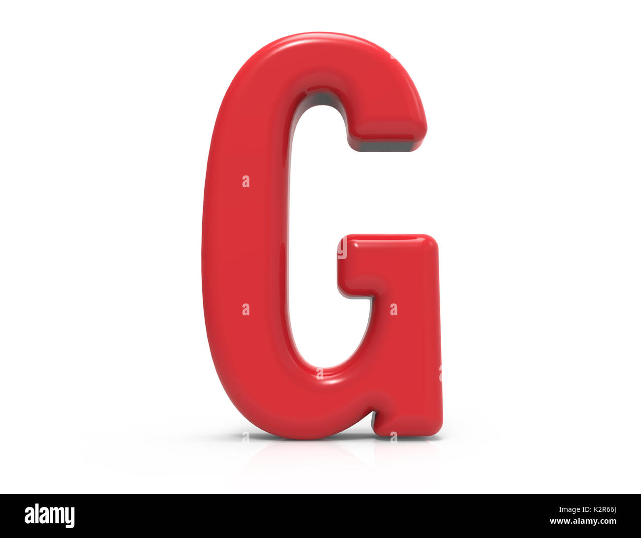 red letter G, 3D rendering plastic texture symbol isolated on white ...