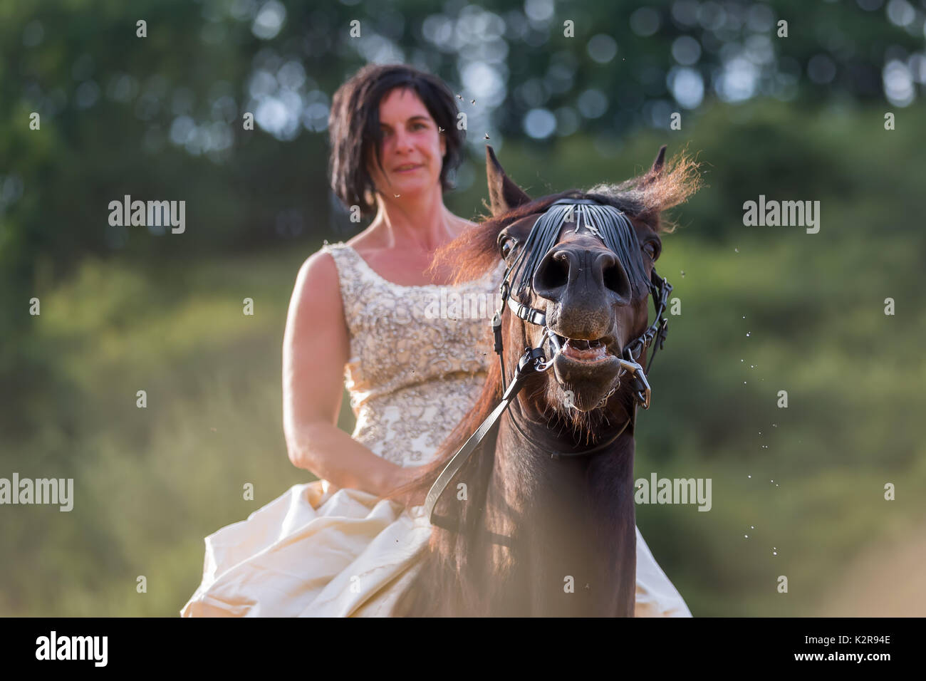 portrait picture of a mature woman with bridal dress and Andalusian ...