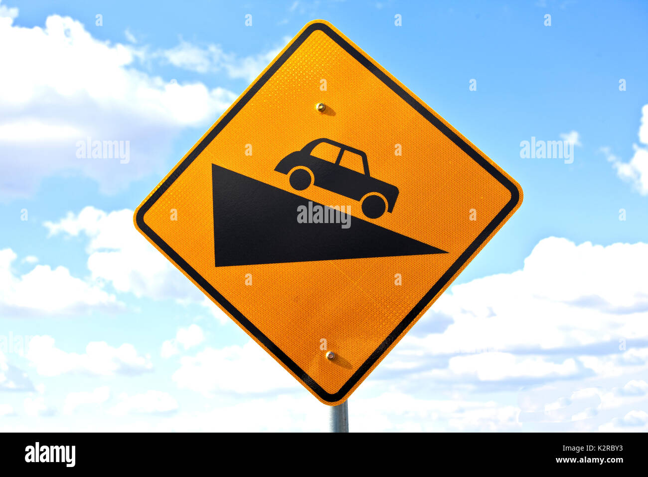 Road sign - steep hill Stock Photo