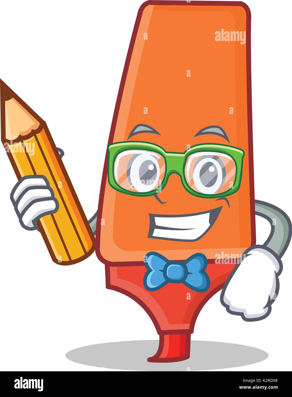 Student with pencil highlighter cartoon character style Stock Vector Image  & Art - Alamy