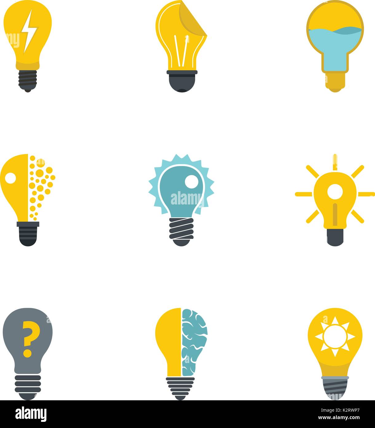 Idea bulb icons set, flat style Stock Vector Image & Art - Alamy