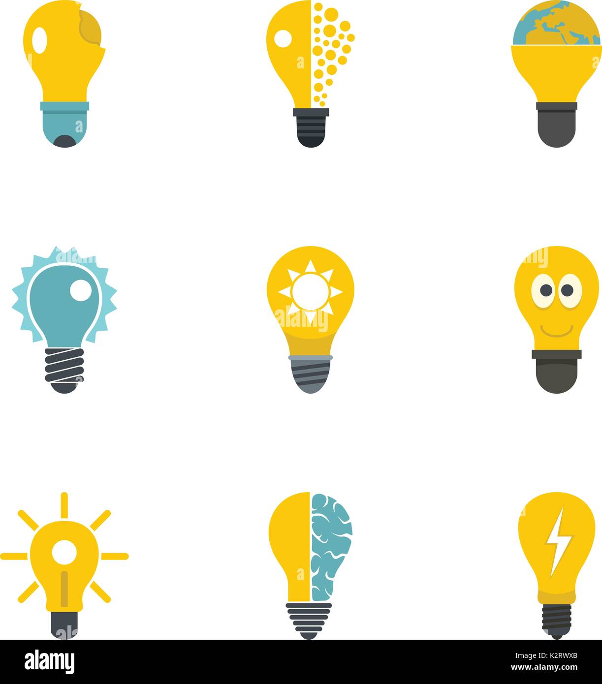 Smart bulb icons set, flat style Stock Vector Image & Art - Alamy