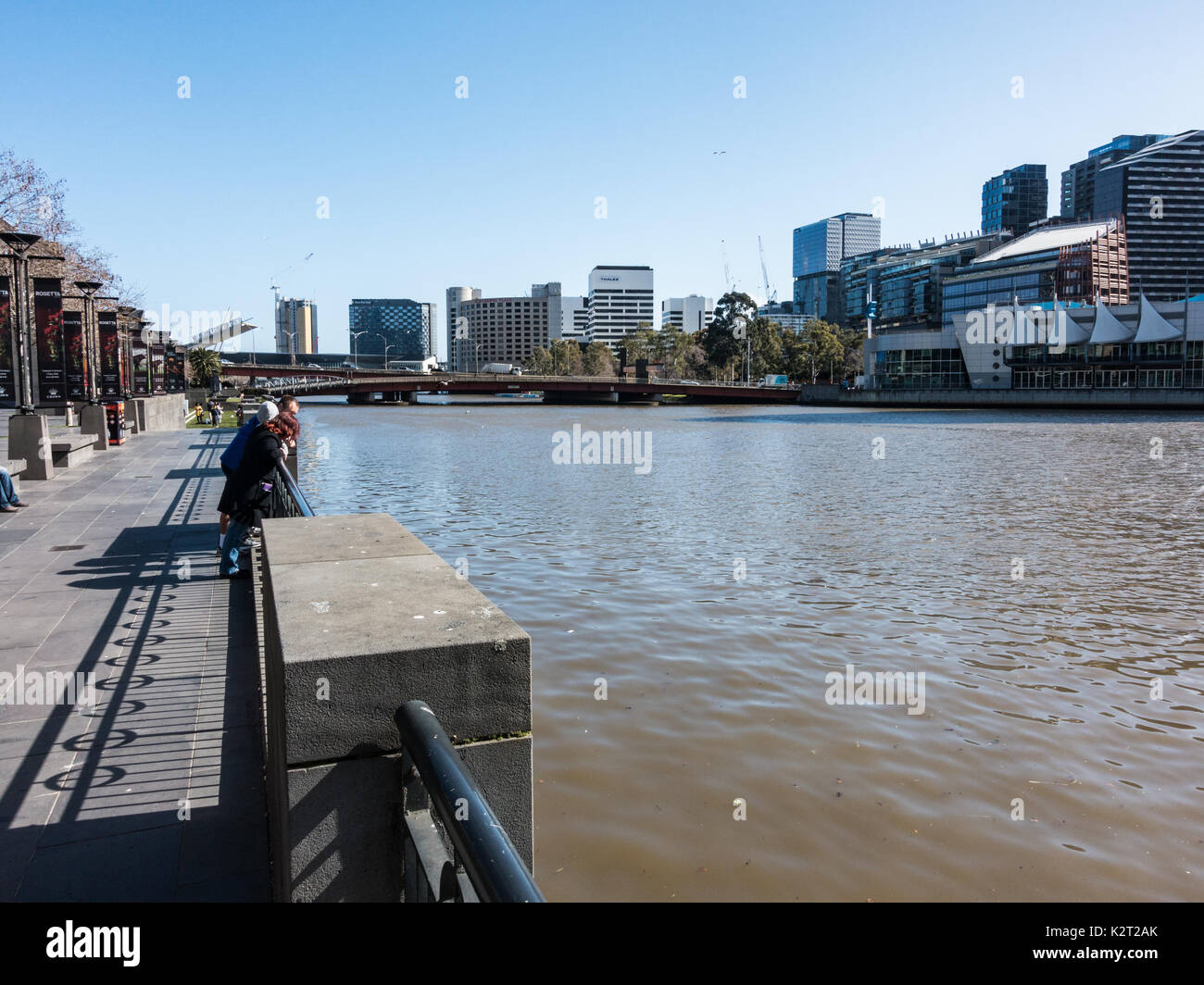 River bank boardwalk Southbank, Melbourne, Victoria, Australia Stock Photo