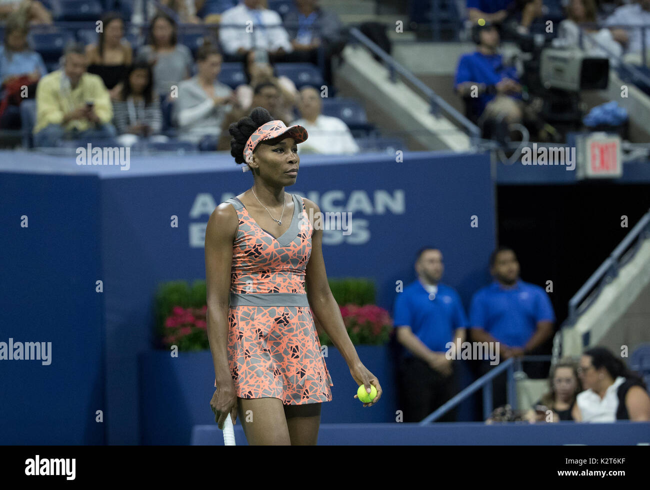 New York, United States. 30th Aug, 2017. Venus Williams of USA reacts during match against Oceane Dodin of France at US Open Championships at Billie Jean King National Tennis Center Credit: Lev Radin/Pacific Press/Alamy Live News Stock Photo