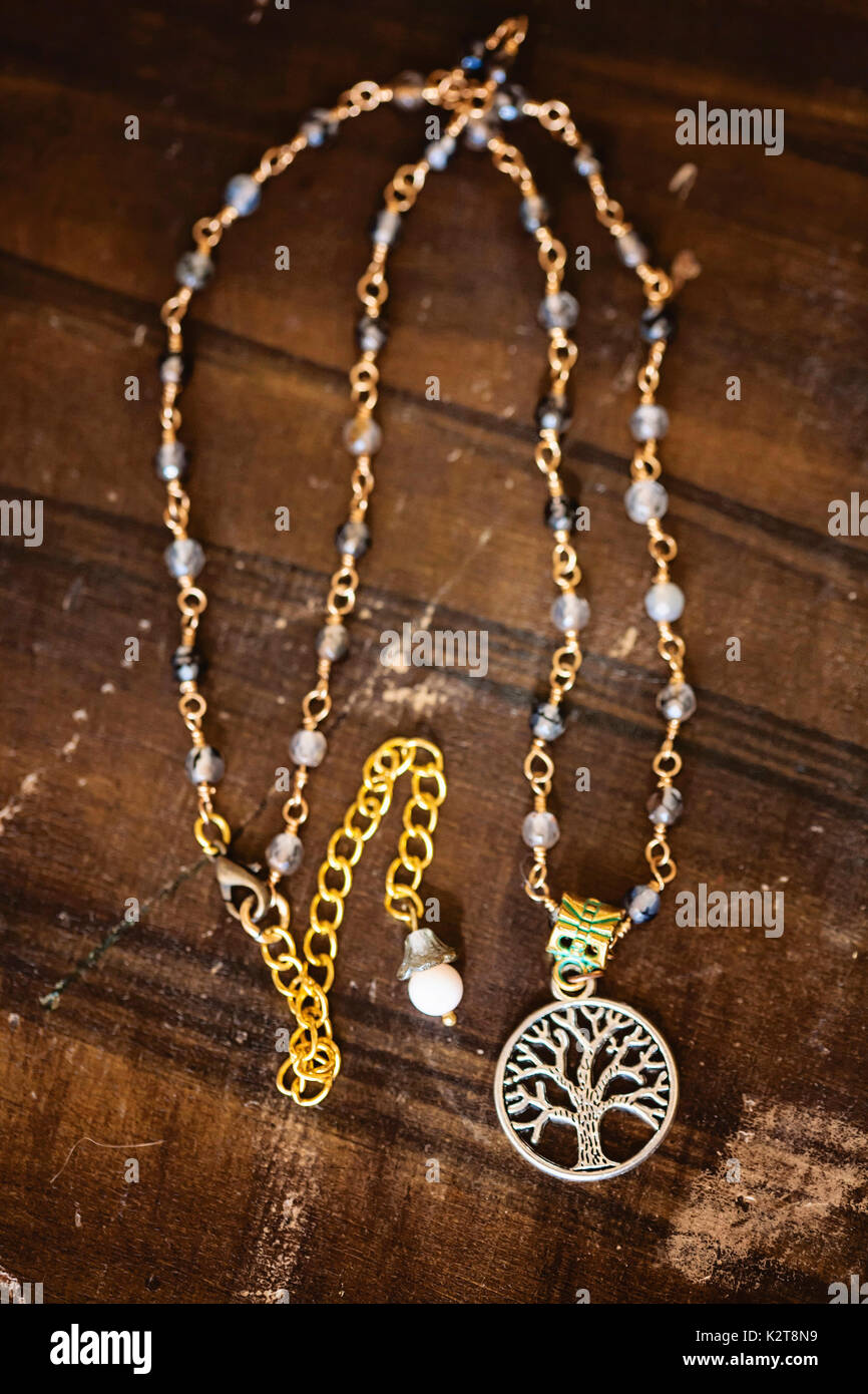 Romantic necklace with tree pendant Stock Photo