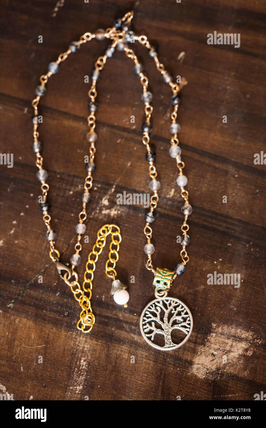 Romantic necklace with tree pendant Stock Photo