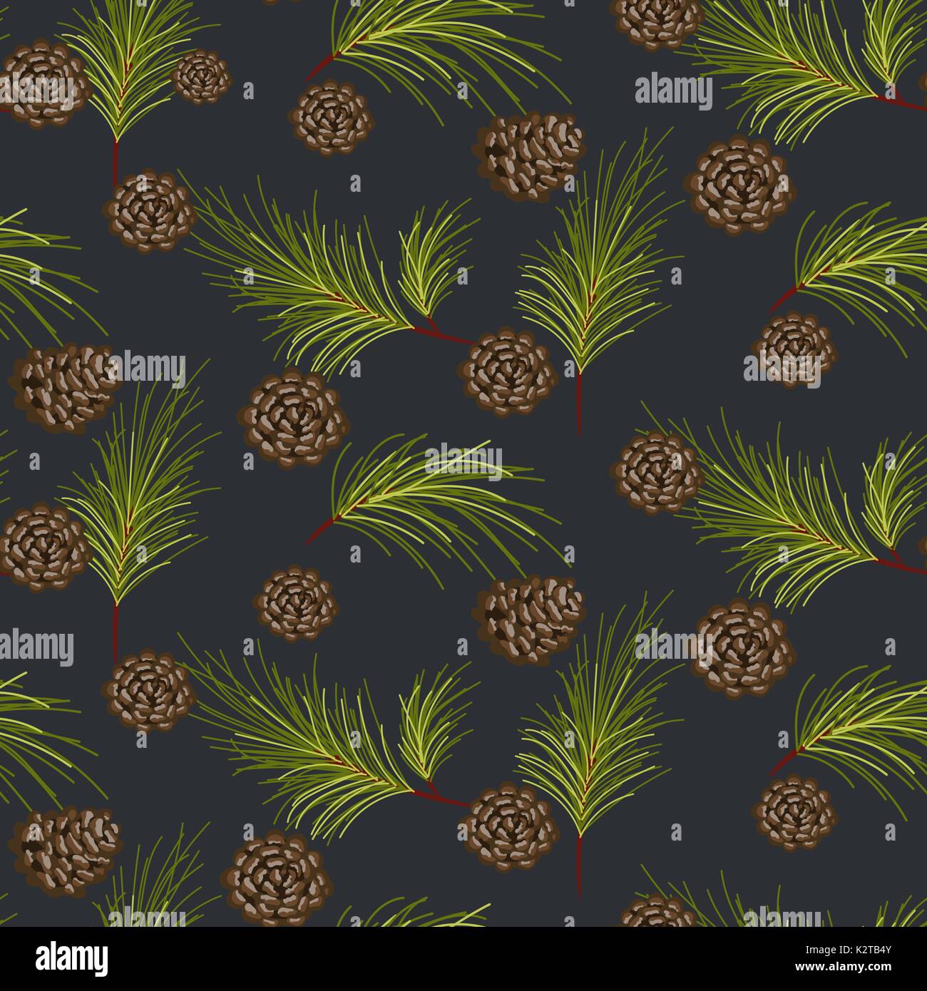 Fir cones seamless vector pattern. Stock Vector