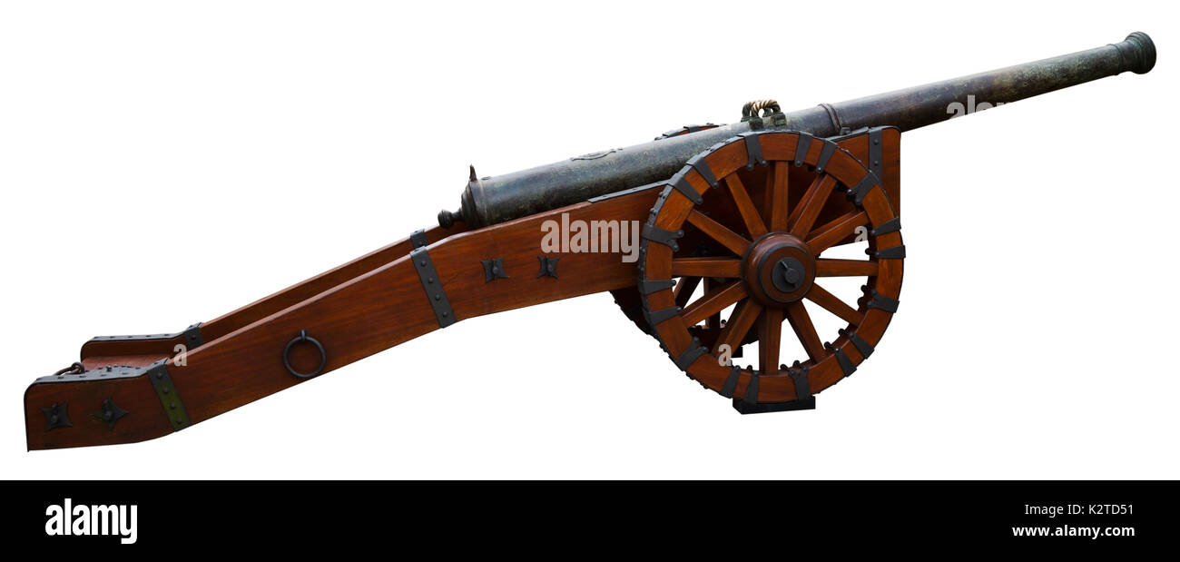 old iron cannon gun isolated on white background Stock Photo - Alamy