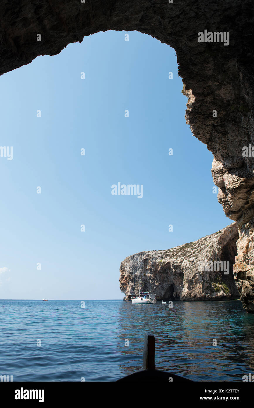 View From Inside The Blue Grotto Sea Cave In Malta Stock Photo Alamy