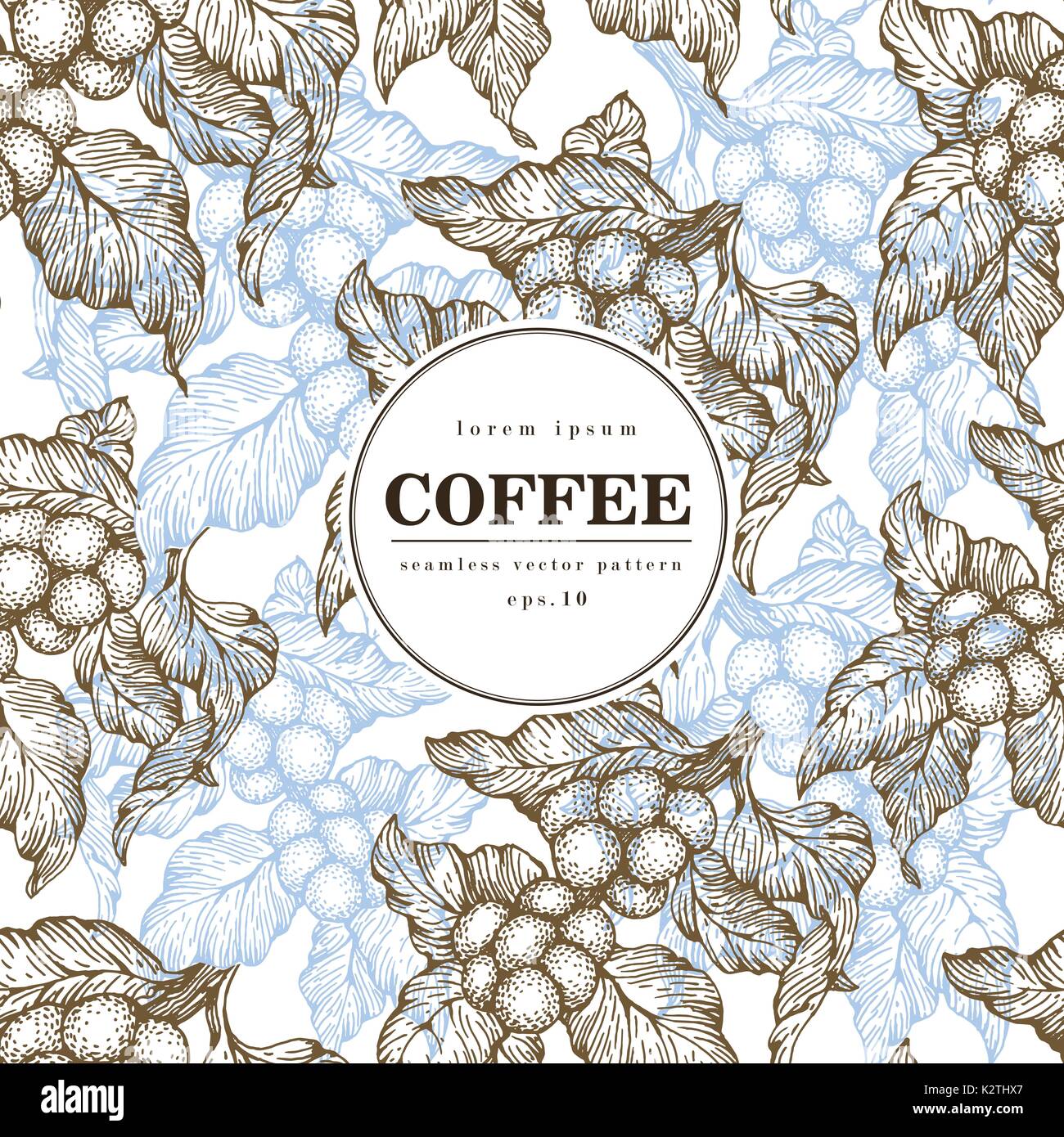 Coffee beans vector seamless pattern. Engraved retro style illustration ...