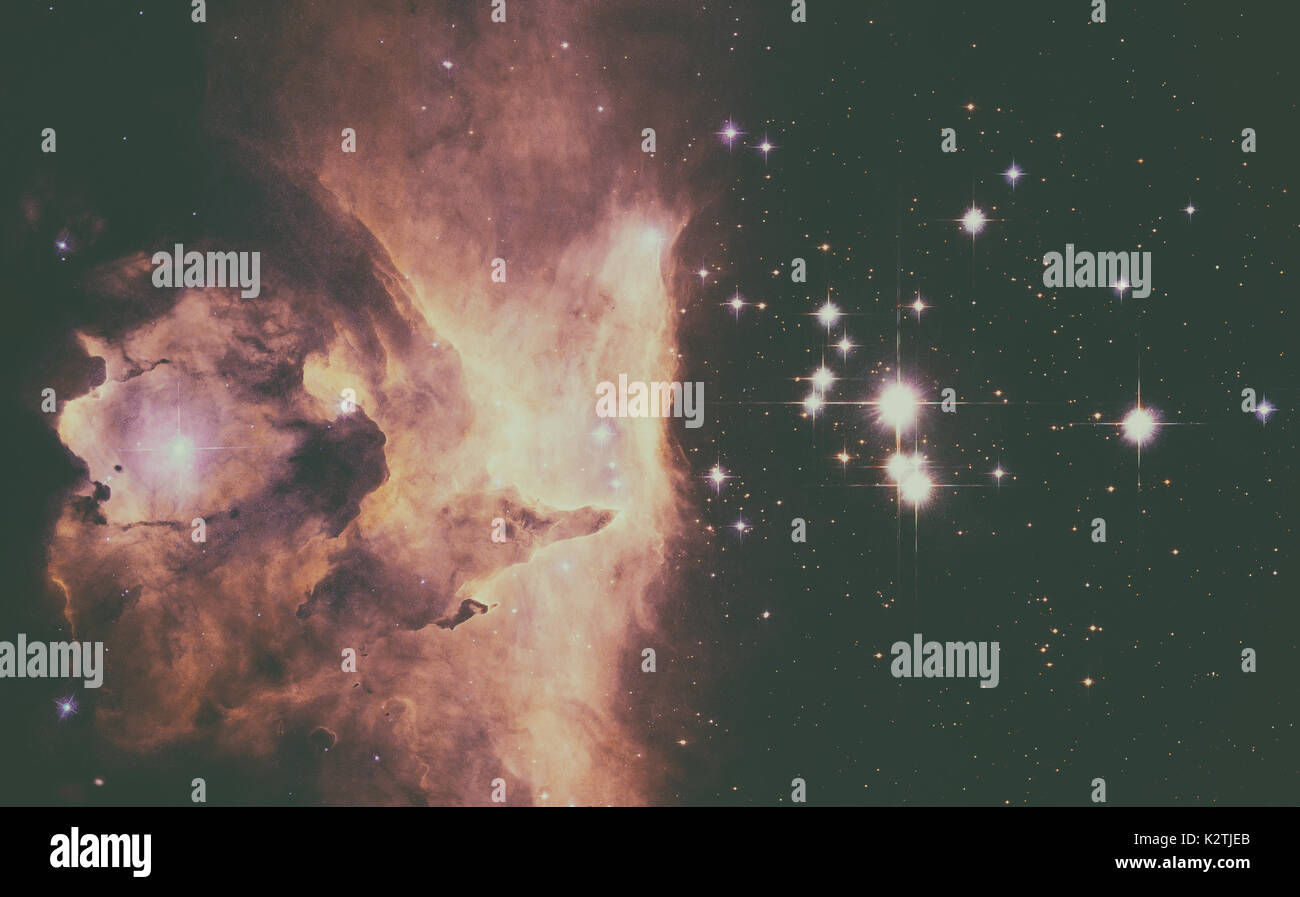 NGC 6357or Lobster Nebula is a diffuse nebula in the constellation Scorpius. The nebula contains many proto-stars. Elements of this image furnished by Stock Photo