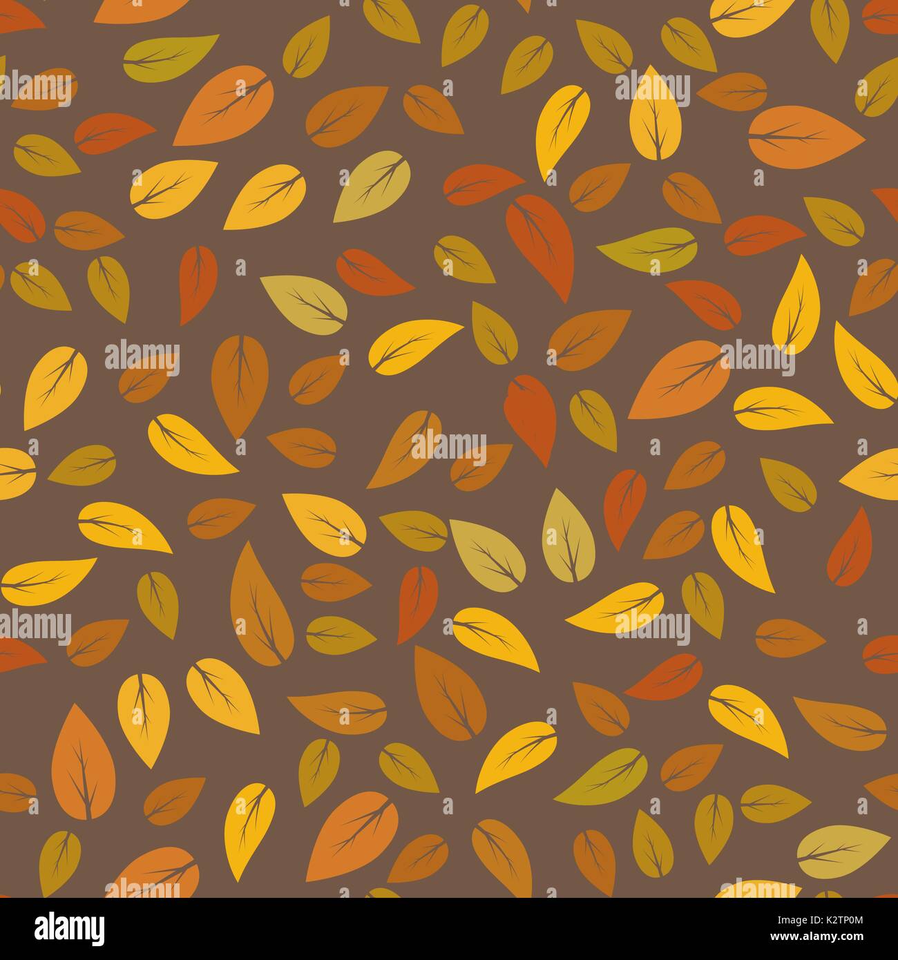 Autumn Floral Seamless Different Leaves Pattern Stock Vector