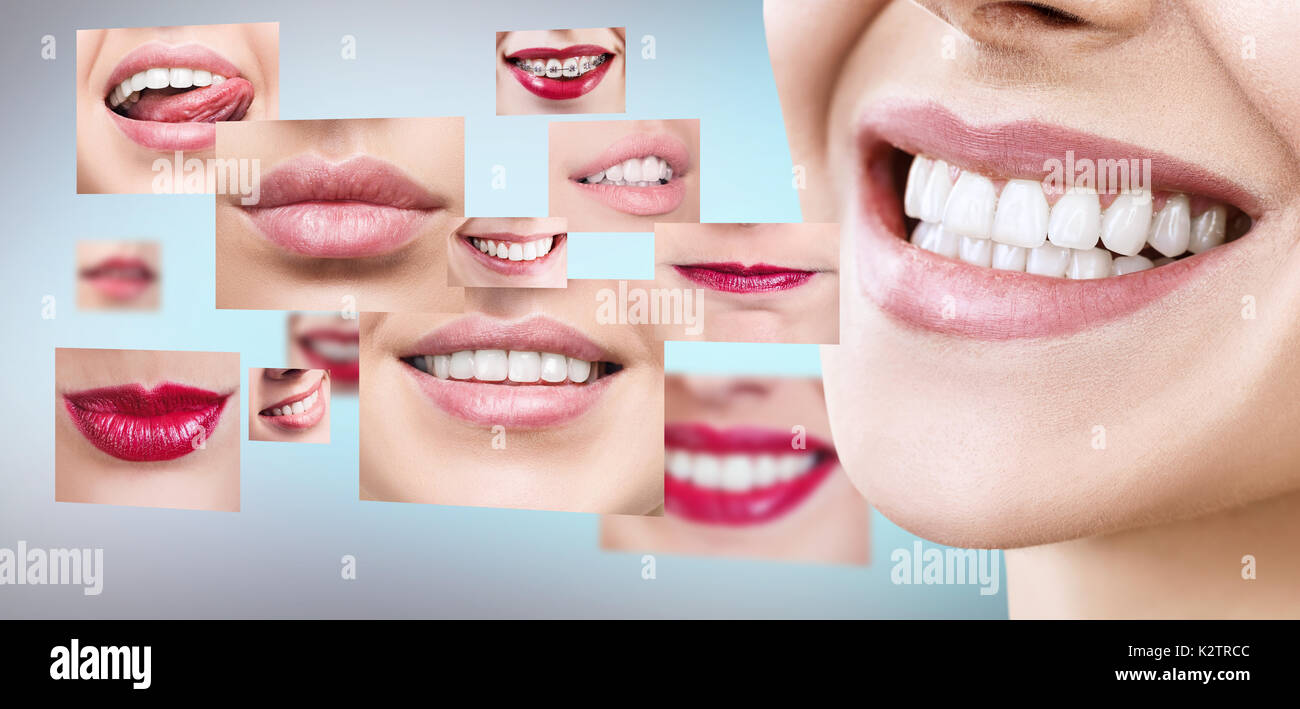 Collage of healthy smiling people. Stock Photo