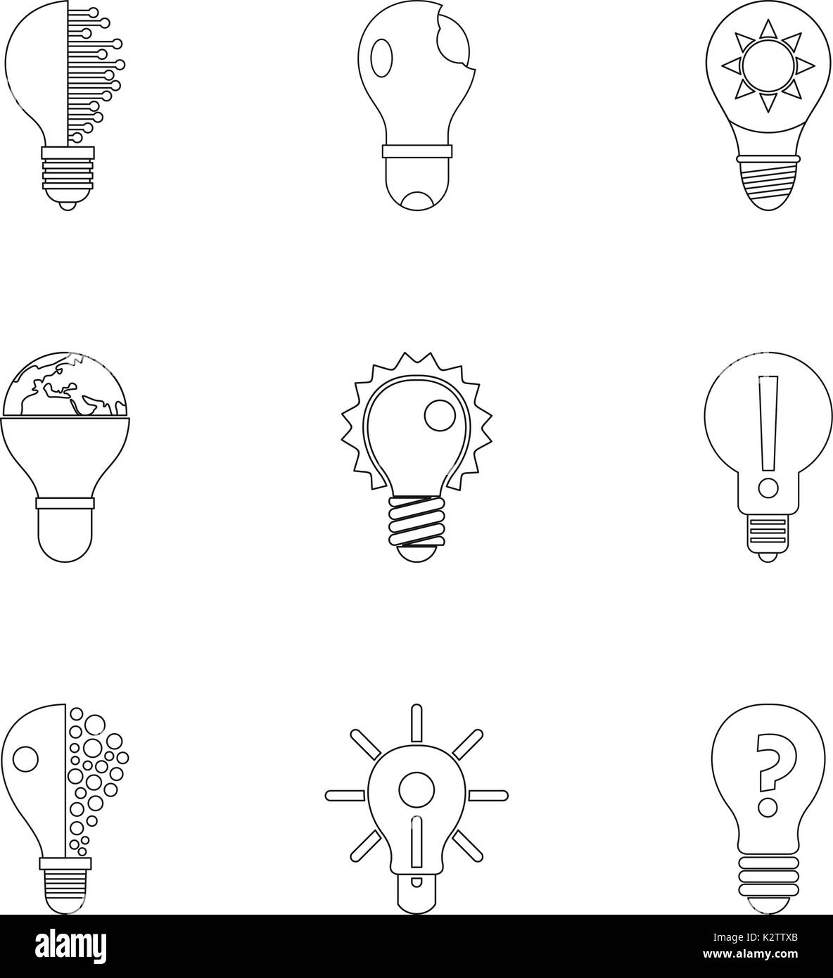 Bulb icons set, outline style Stock Vector Image & Art - Alamy