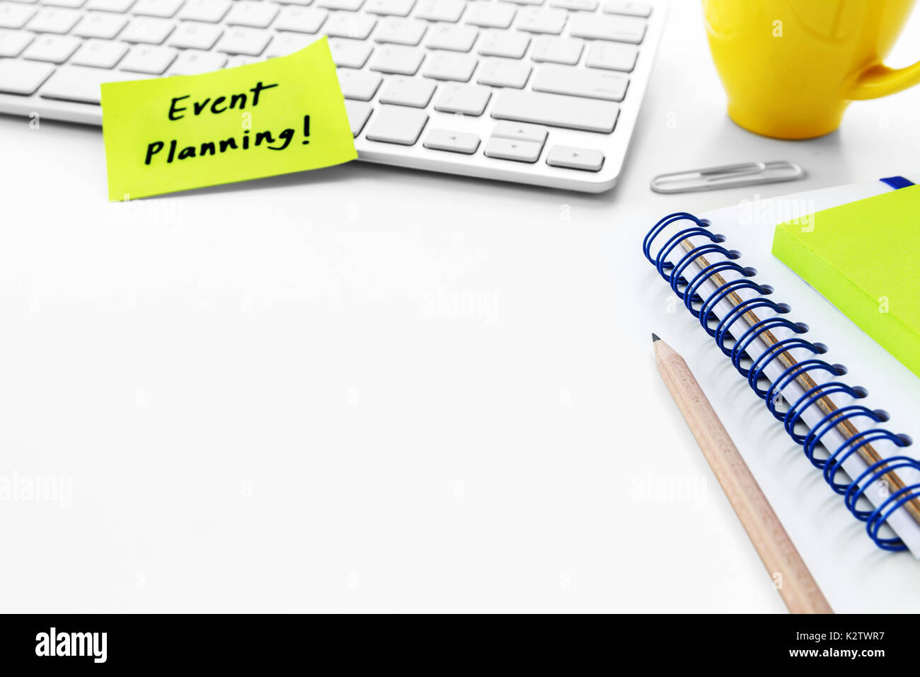 Event planning concept on white office desk background with copy space Stock Photo Alamy
